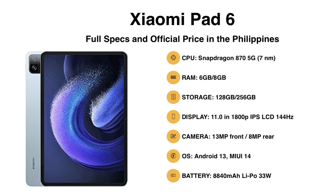 Xiaomi Pad 6 (128GB/6GB) - Specs