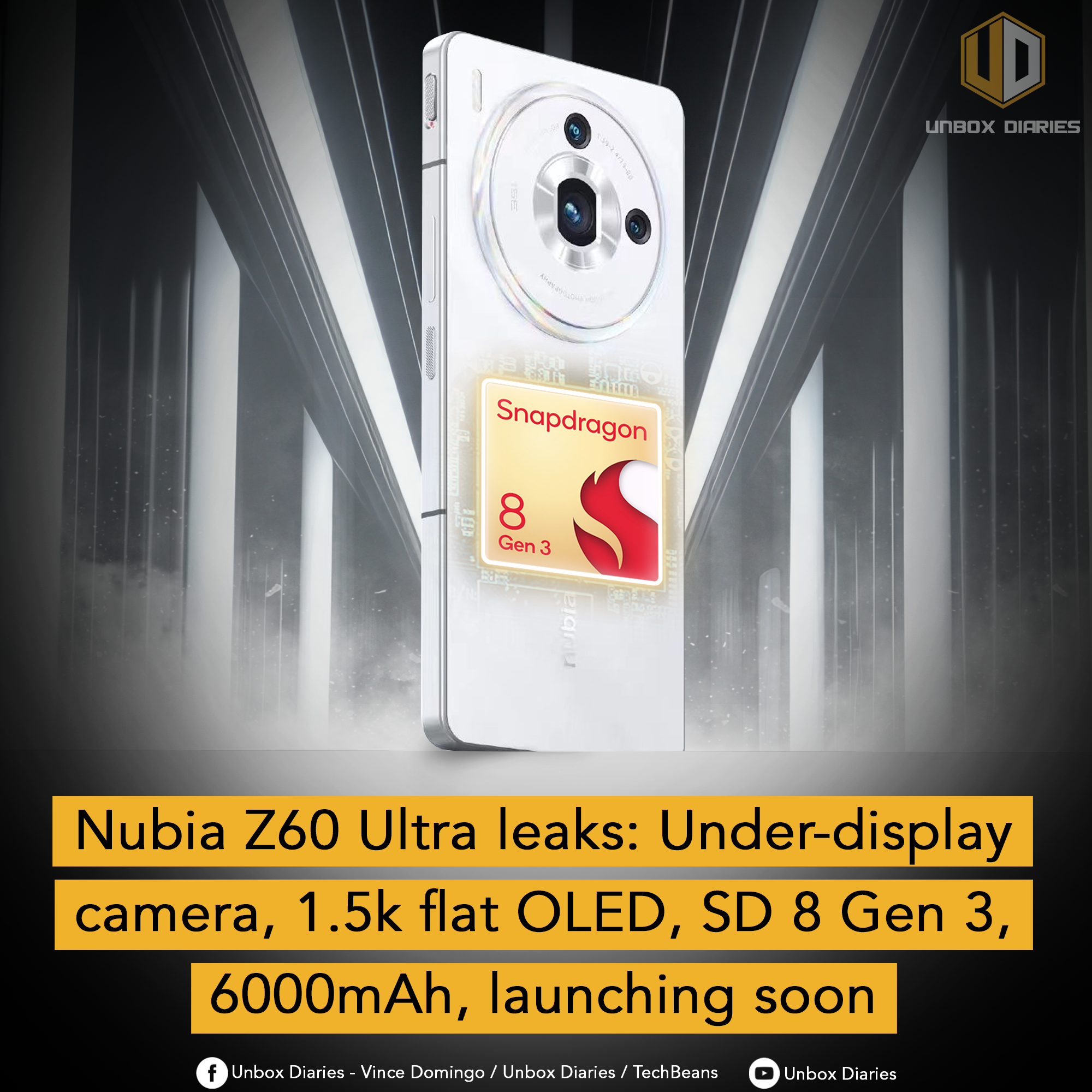 Nubia Z60 Ultra leaks: Under-display camera, 1.5k flat OLED, SD 8 Gen 3,  6000mAh, launching soon - Unbox Diaries