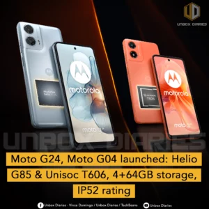 Moto G24, Moto G04 launched: Helio G85 & Unisoc, 4+64GB storage, IP52 rating