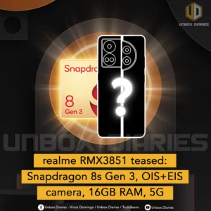 realme RMX3851 teased: Snapdragon 8s Gen 3, OIS+EIS camera, 16GB RAM, 5G