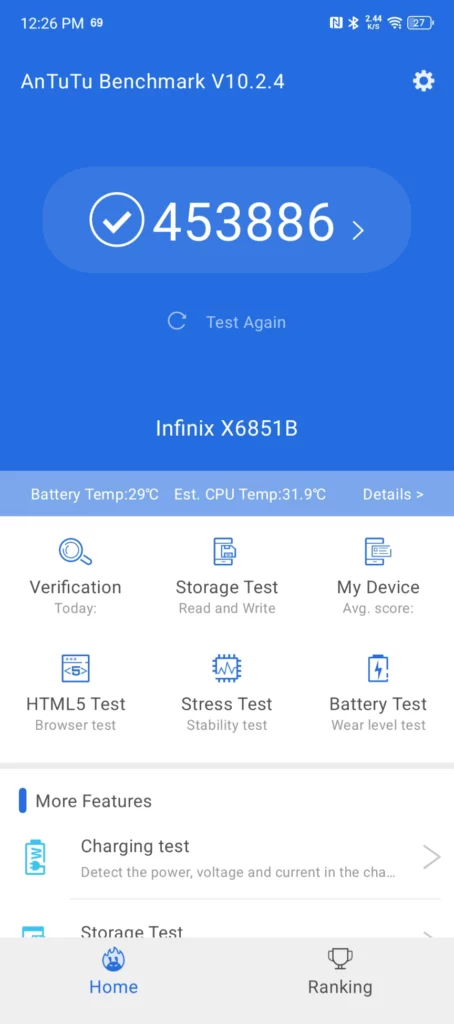 Infinix NOTE 40 Pro+ AnTuTu benchmark score